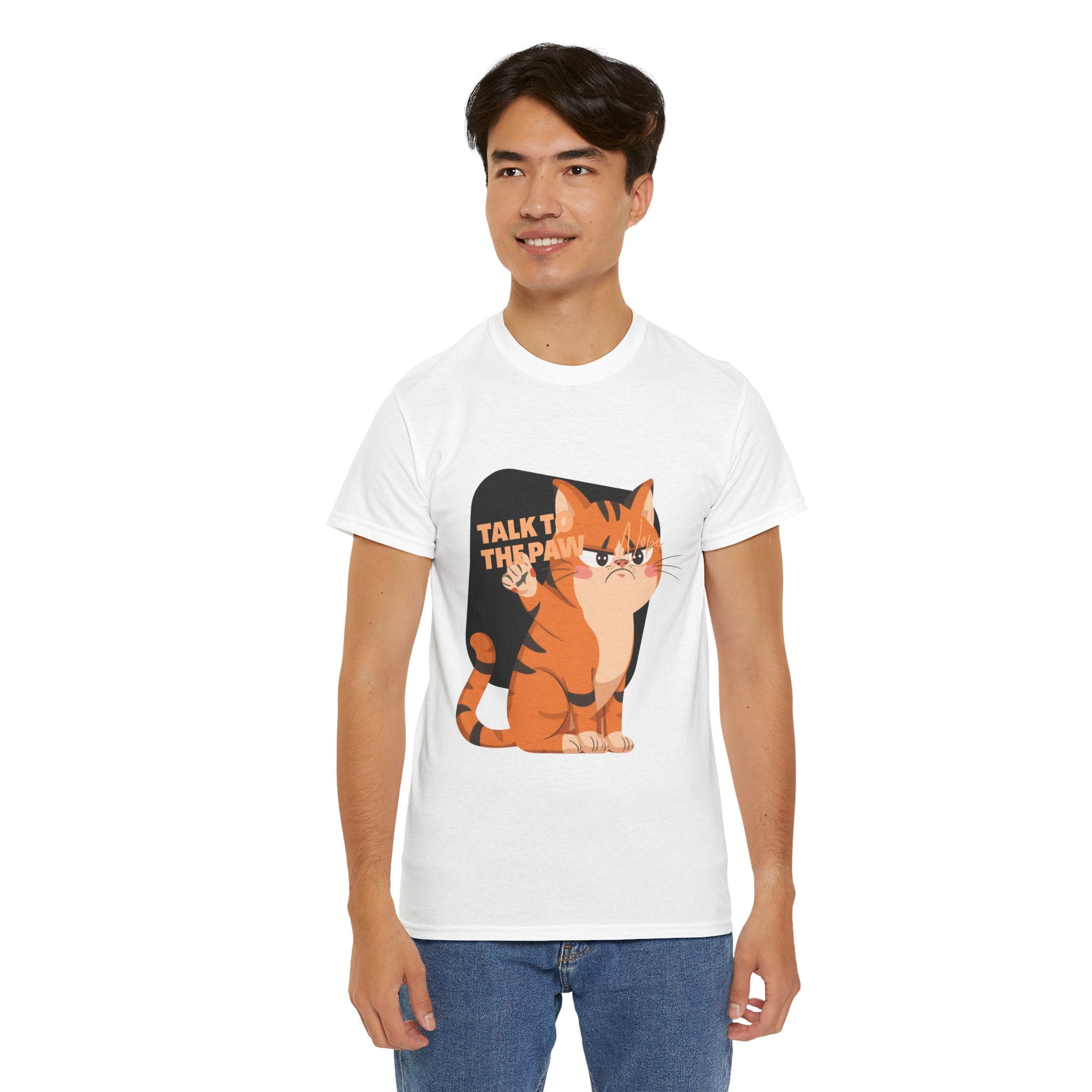 Talk to the Paw Funny Cat Heavy Cotton Tee