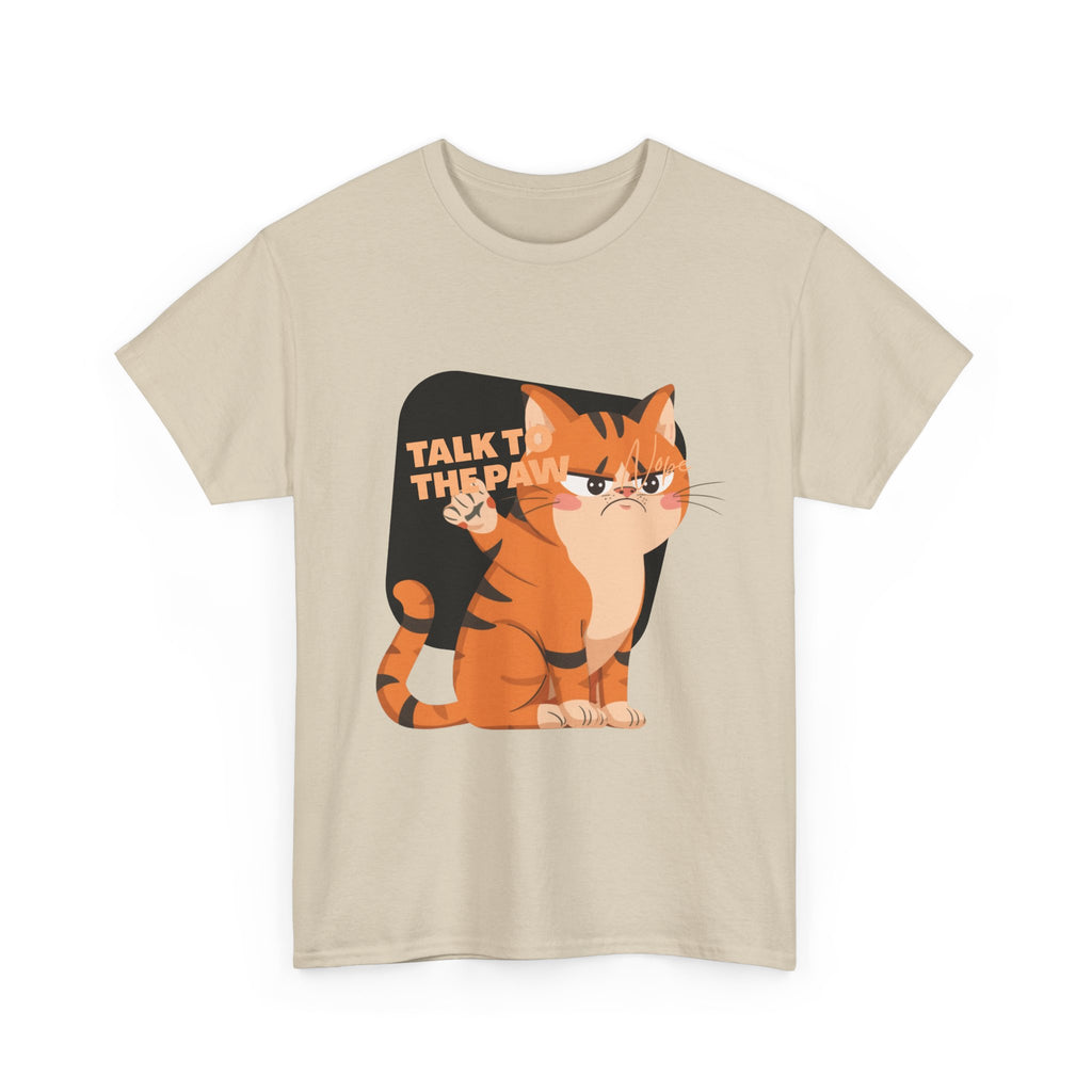 Talk to the Paw Funny Cat Heavy Cotton Tee
