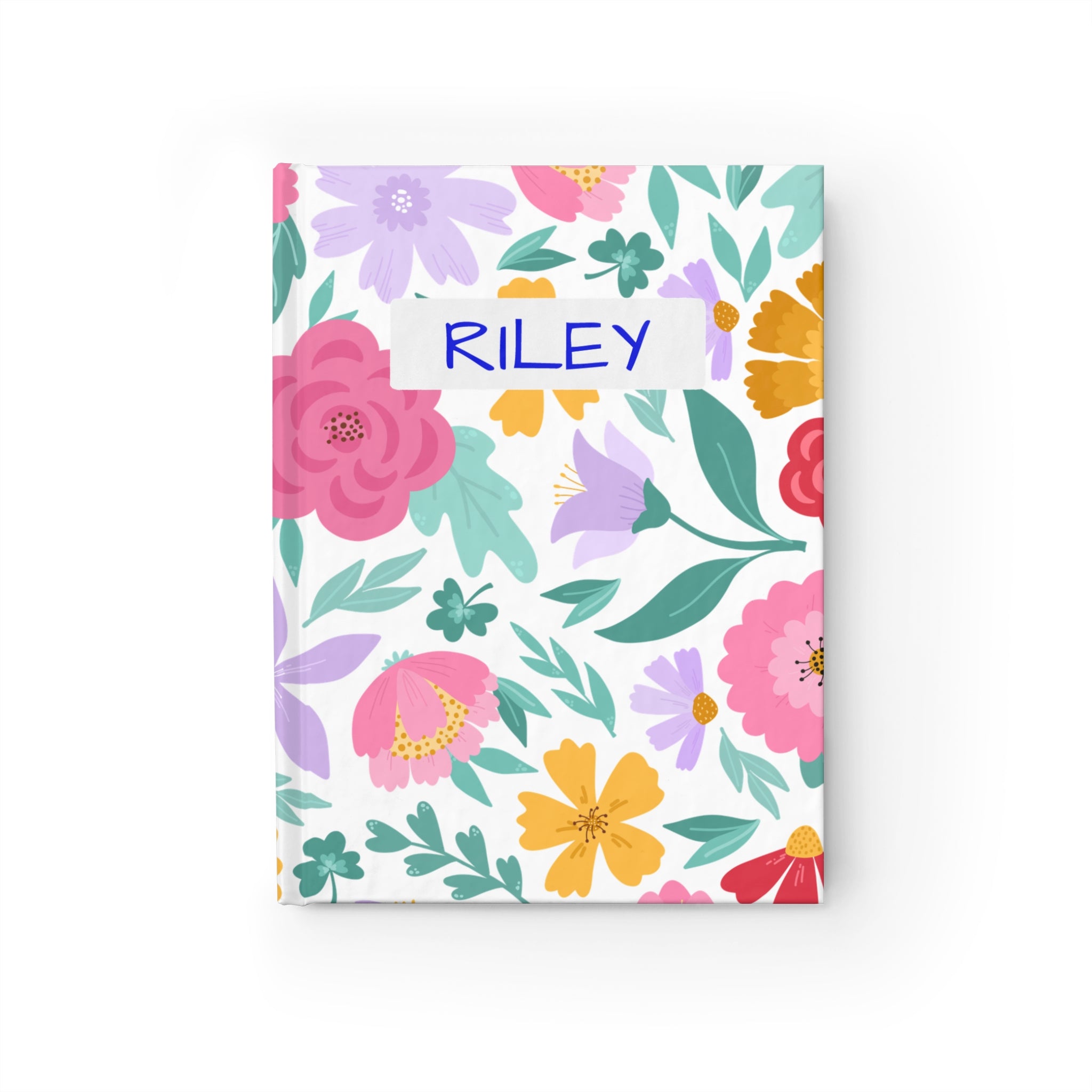 Personalized Journal With Floral Cover, Ruled Line Journal With Personalizable Text