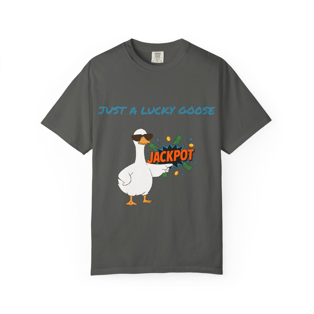 Just A Lucky Goose Shirt, Comfort Colors Silly Goose Graphic Tee, Funny Goose Apparel, Unisex Garment-Dyed T-shirt