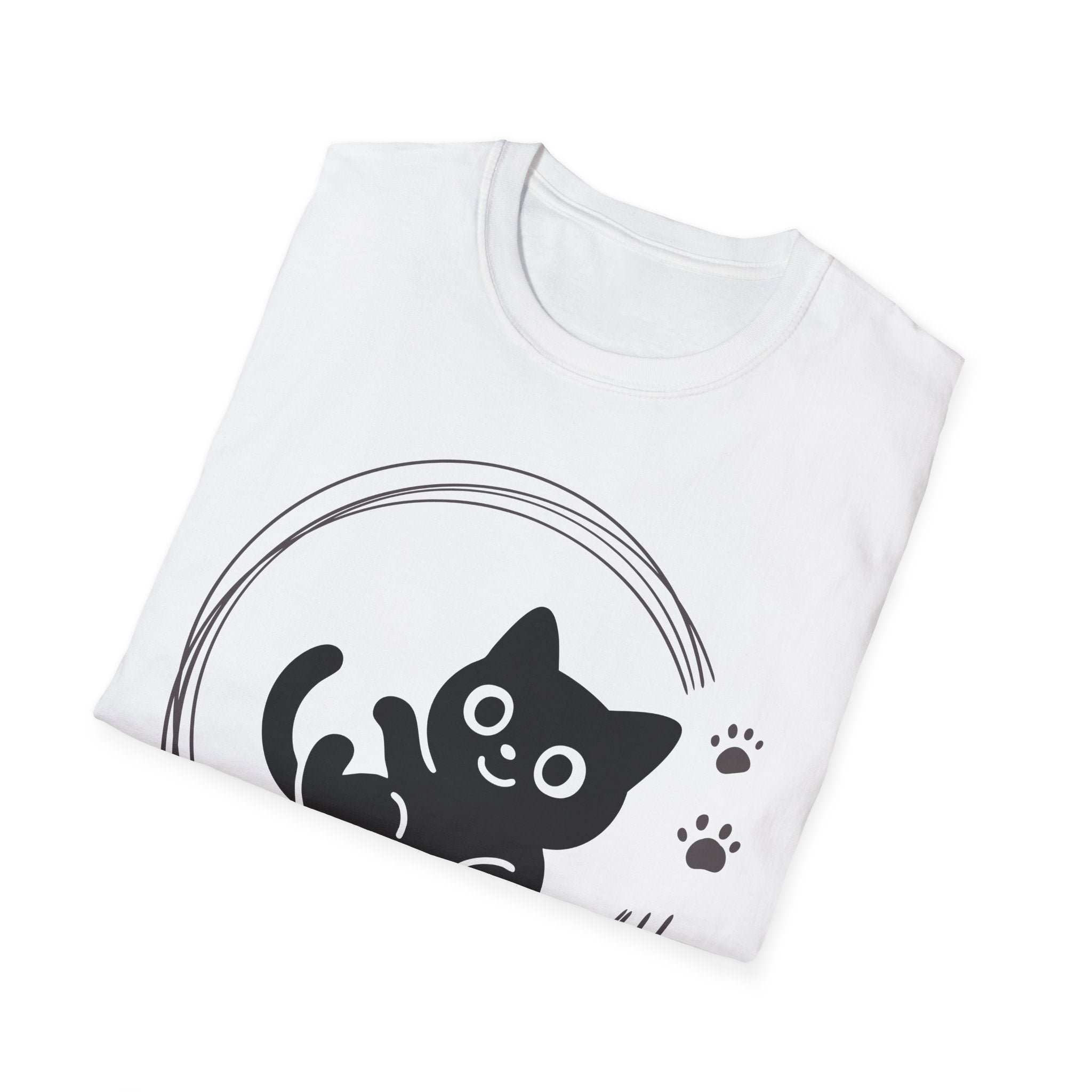 Black Cat Minimalist Unisex Softstyle T-Shirt