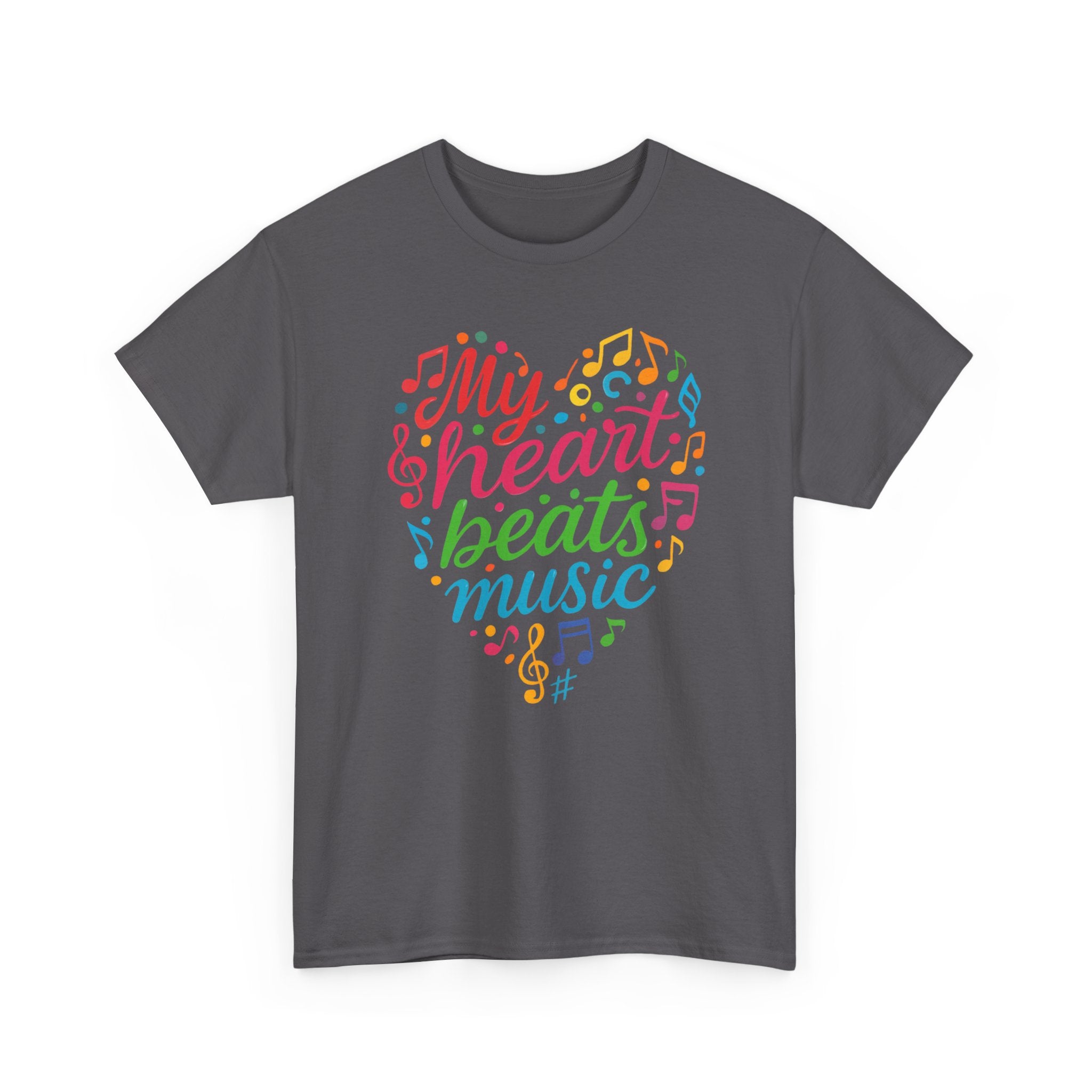 My Heart Beats Music Shirt, Unisex Heavy Cotton Tee