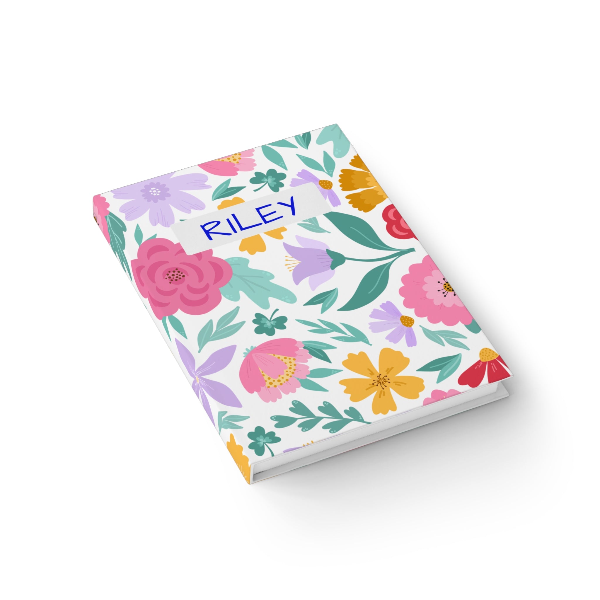 Personalized Journal With Floral Cover, Ruled Line Journal With Personalizable Text
