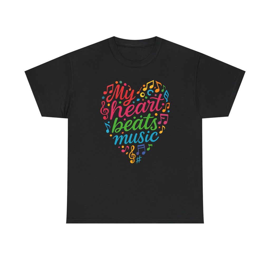 My Heart Beats Music Shirt, Unisex Heavy Cotton Tee