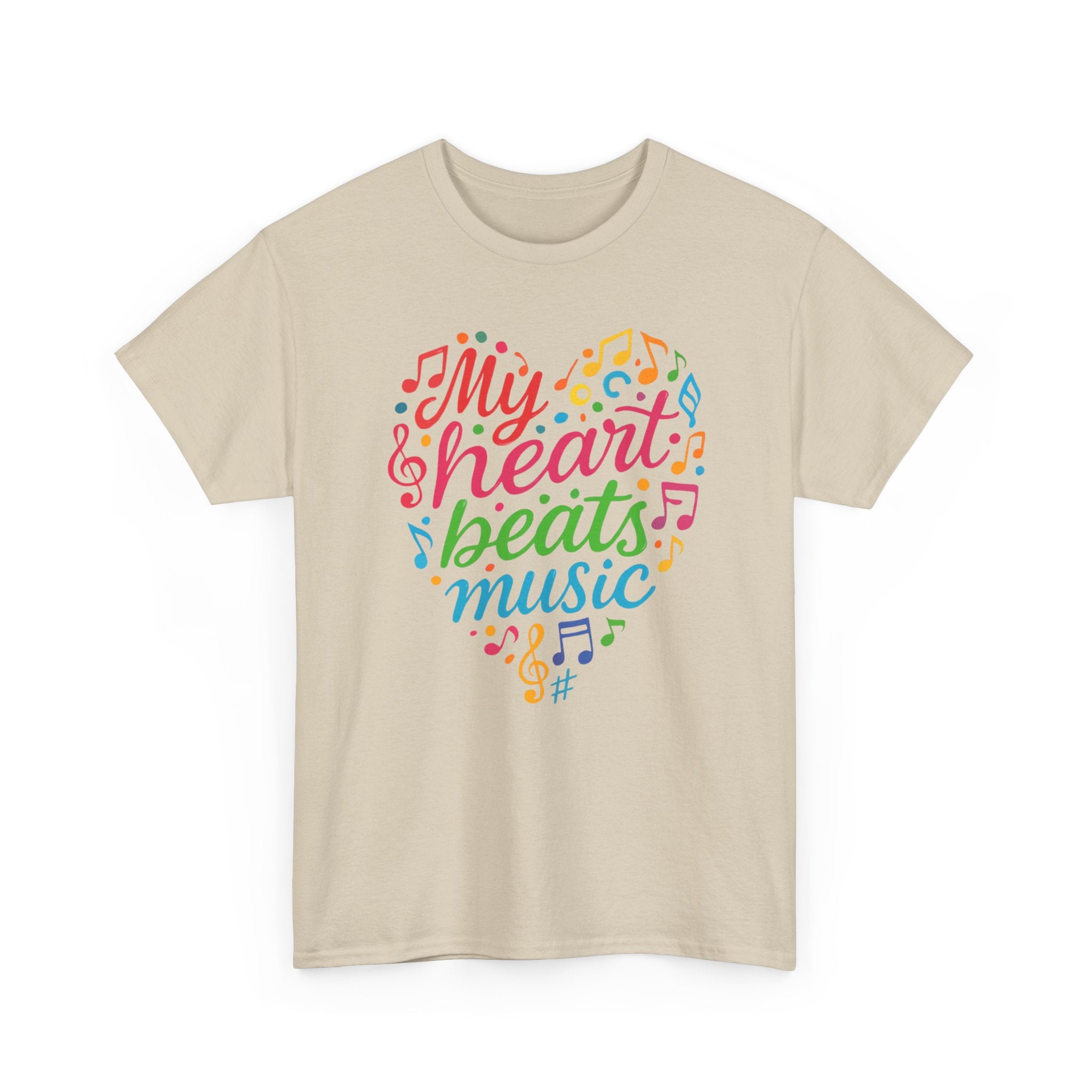 My Heart Beats Music Shirt, Unisex Heavy Cotton Tee
