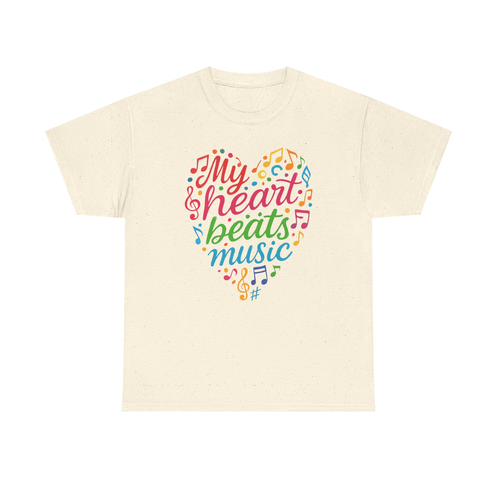 My Heart Beats Music Shirt, Unisex Heavy Cotton Tee