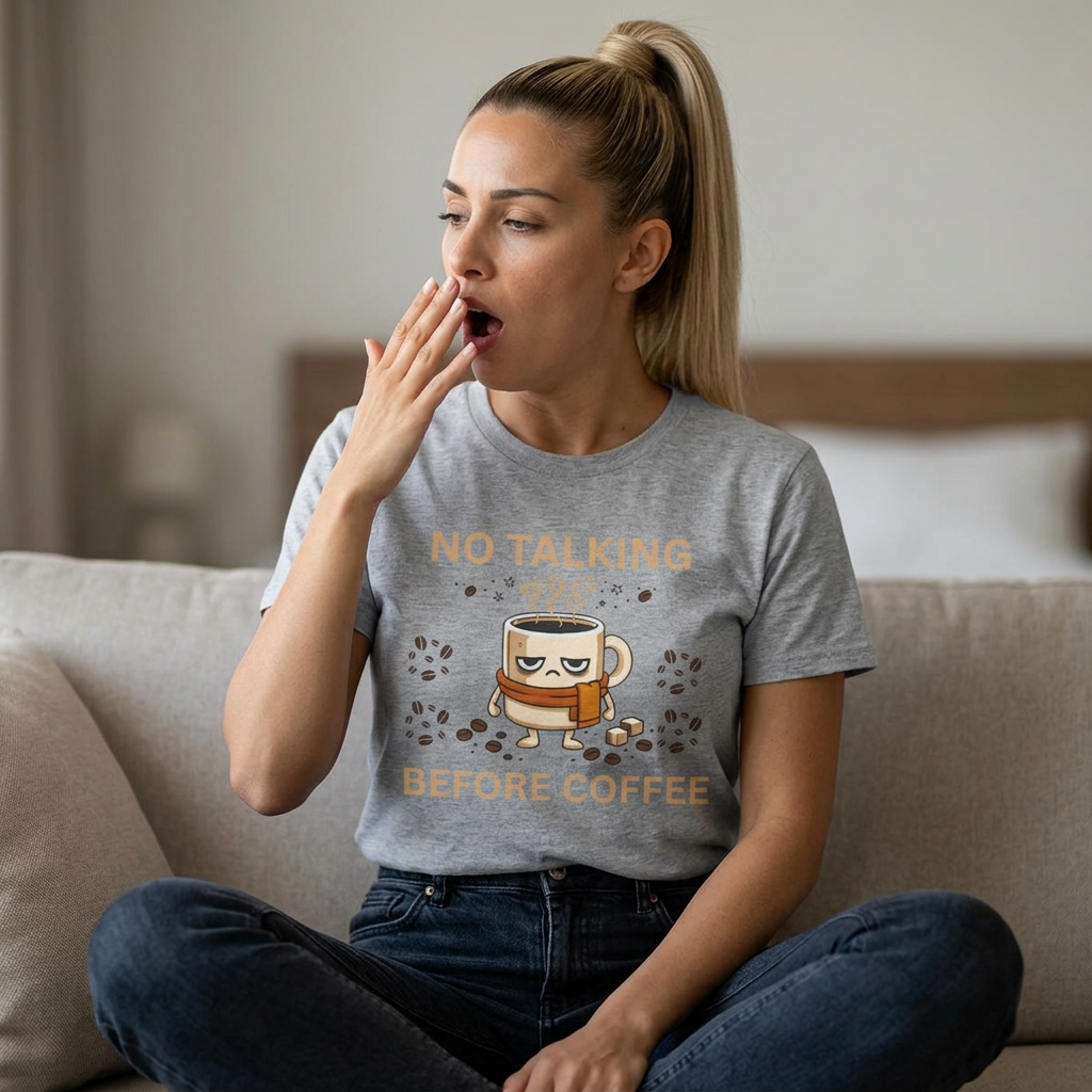 No Talking Before Coffee Shirt, Funny Graphic Tee, Unisex Heavy Cotton Tee