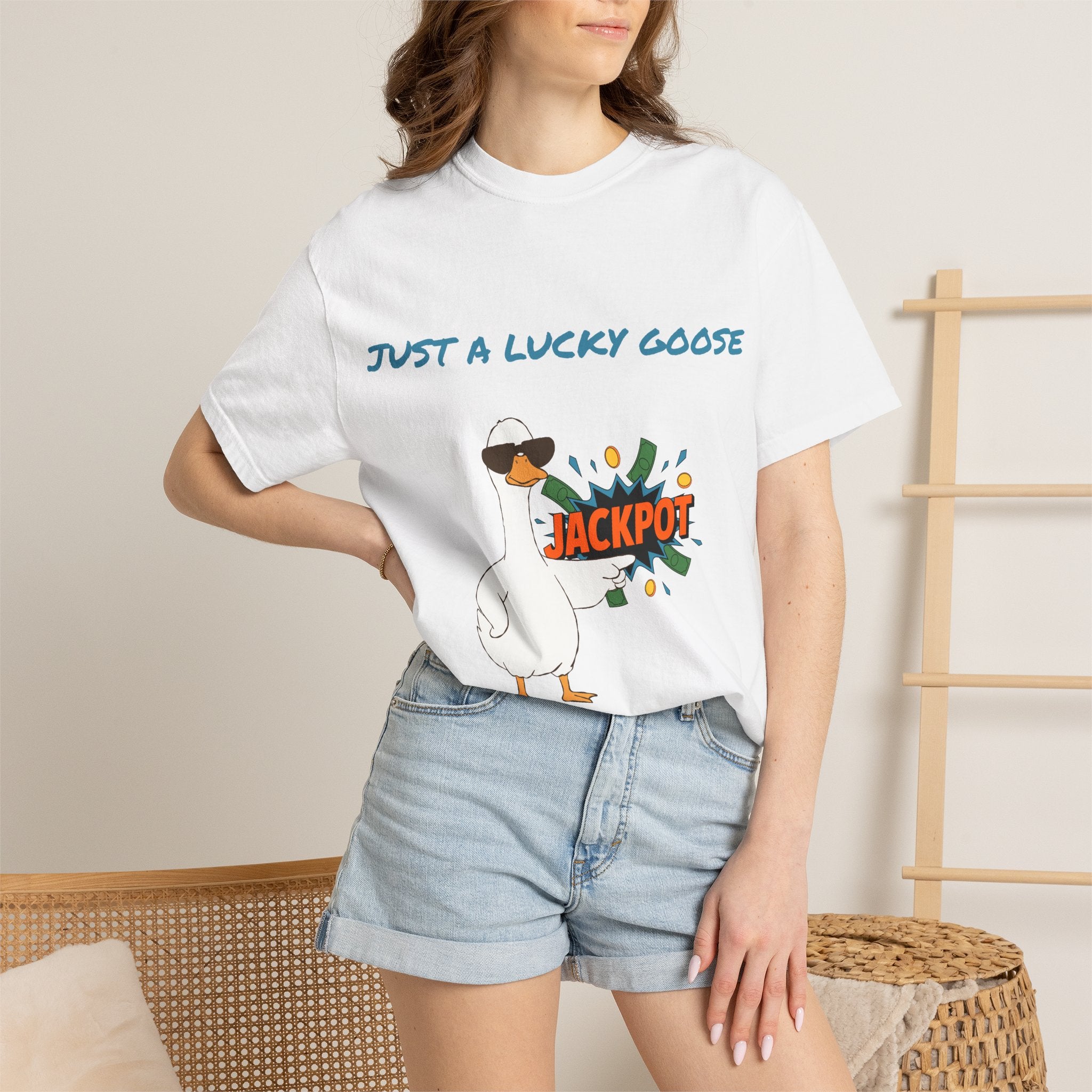 Just A Lucky Goose Shirt, Comfort Colors Silly Goose Graphic Tee, Funny Goose Apparel, Unisex Garment-Dyed T-shirt