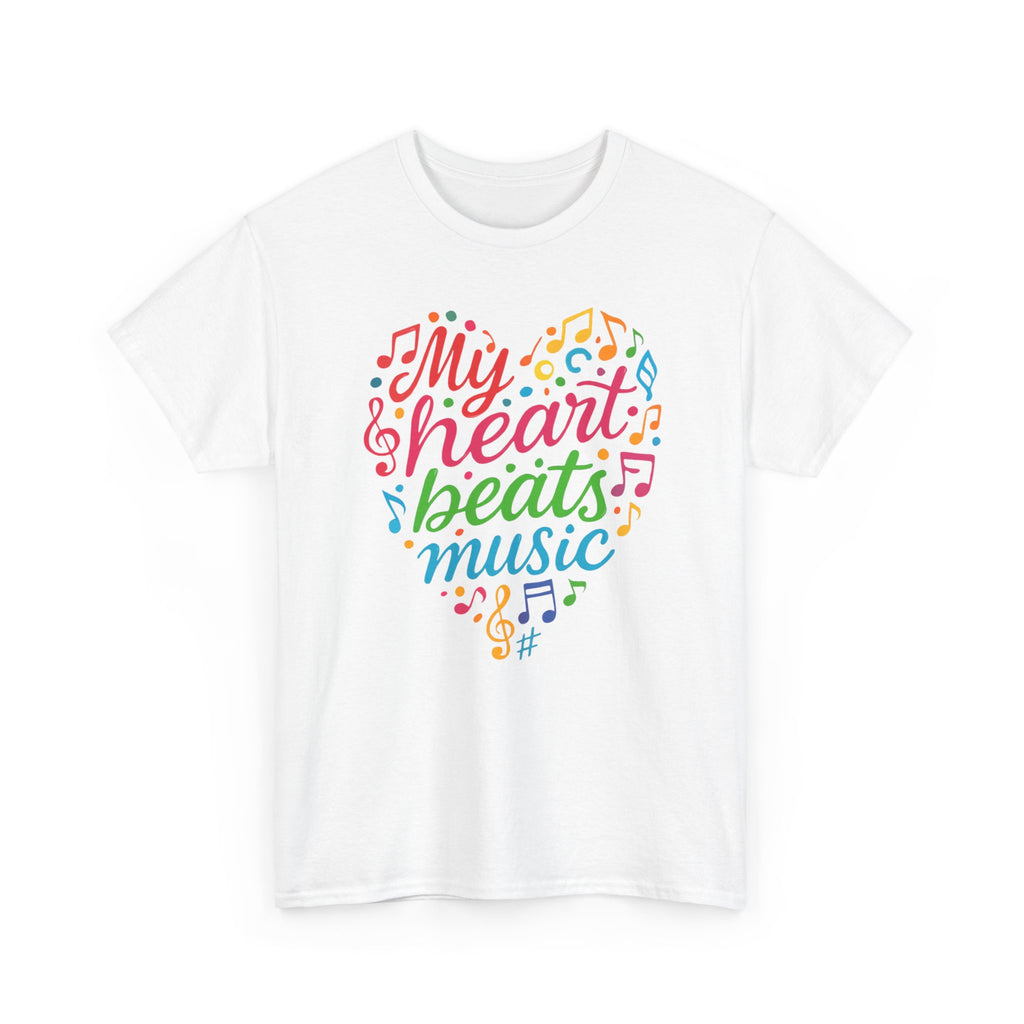 My Heart Beats Music Shirt, Unisex Heavy Cotton Tee