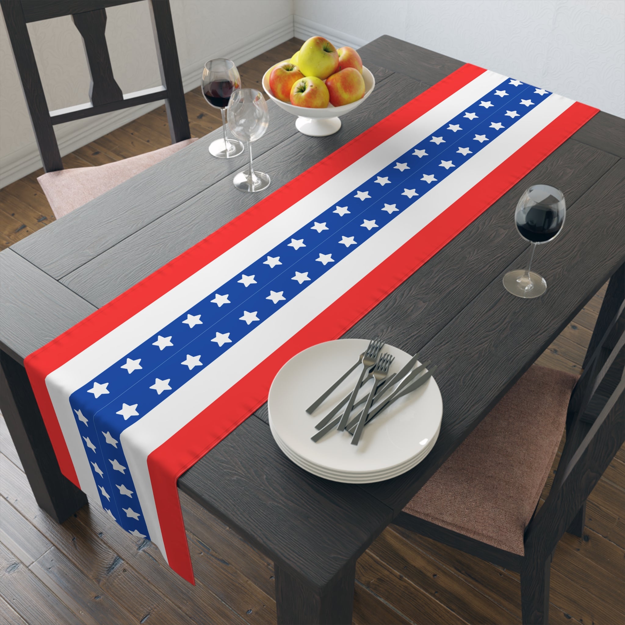 Stars And Stripes Table Runner, Patriotic Table Runner, Fourth of July Decor