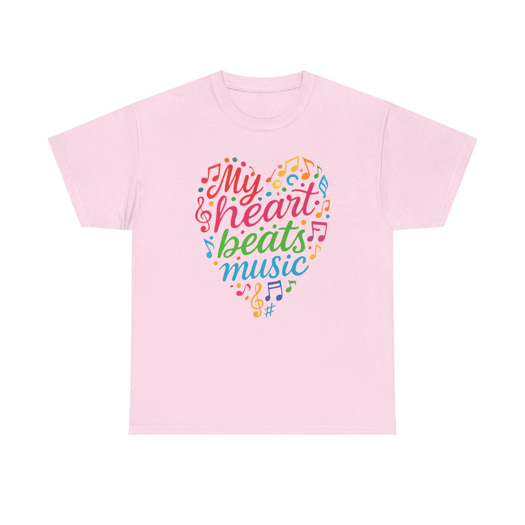 My Heart Beats Music Shirt, Unisex Heavy Cotton Tee