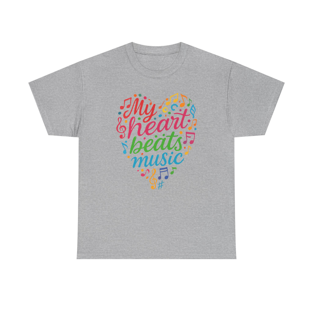 My Heart Beats Music Shirt, Unisex Heavy Cotton Tee