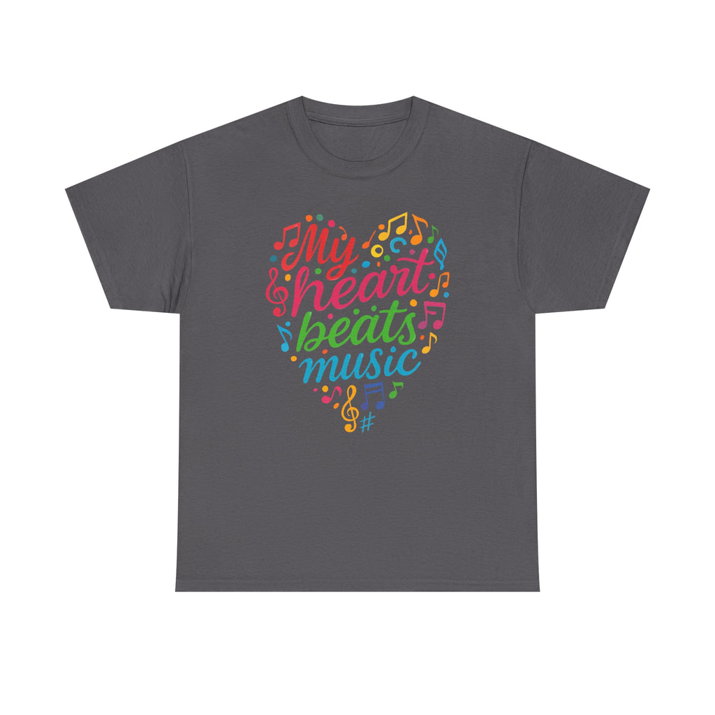 My Heart Beats Music Shirt, Unisex Heavy Cotton Tee