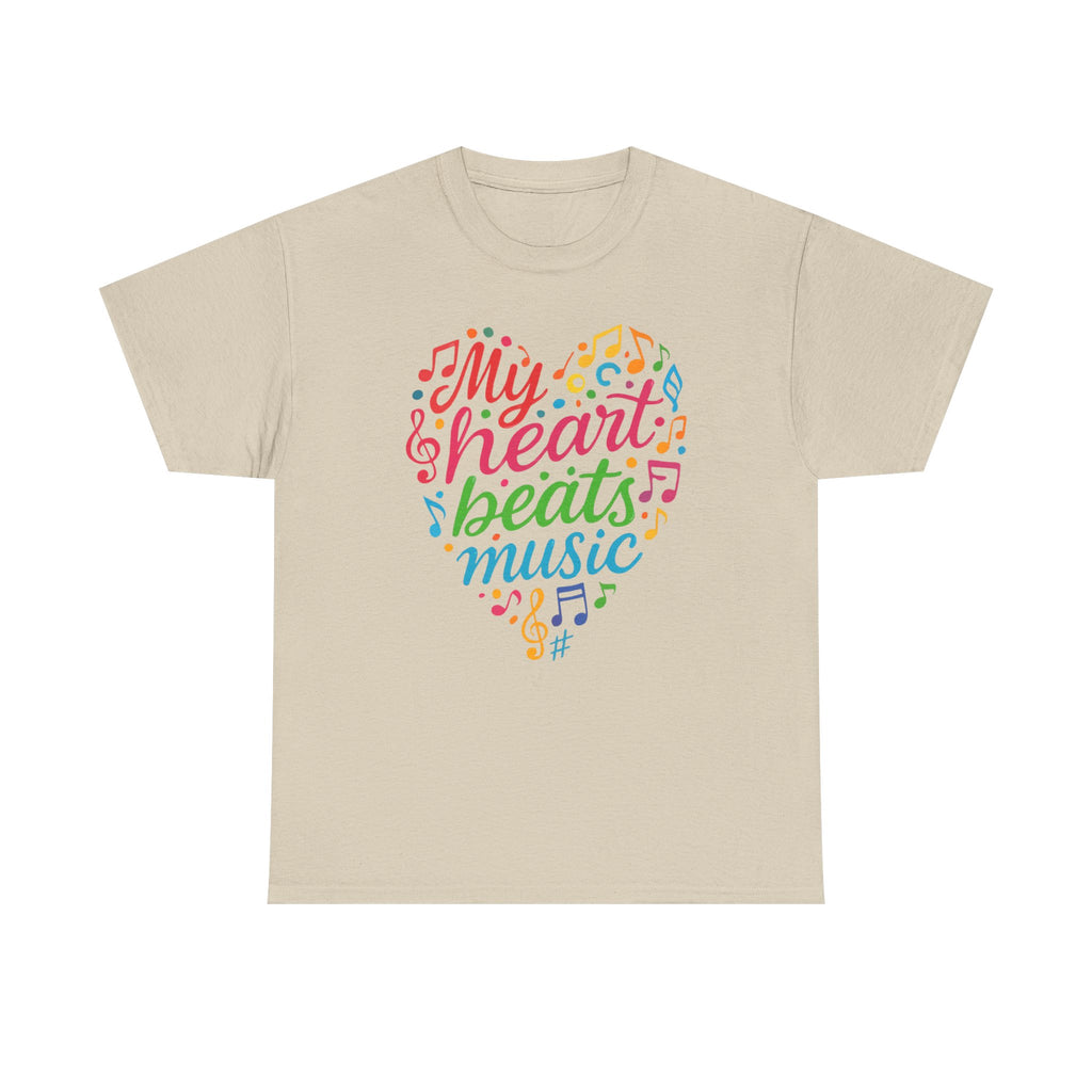 My Heart Beats Music Shirt, Unisex Heavy Cotton Tee