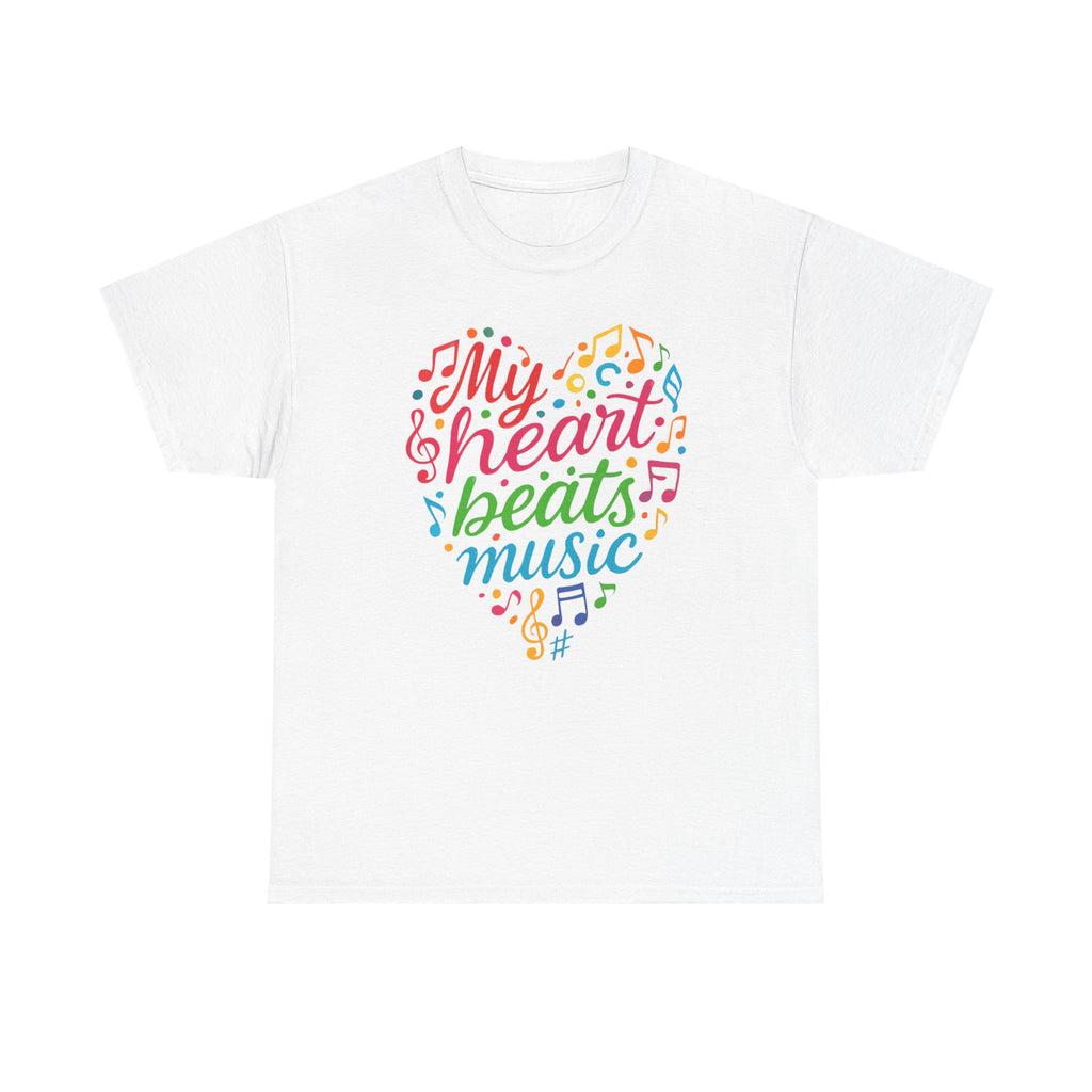 My Heart Beats Music Shirt, Unisex Heavy Cotton Tee