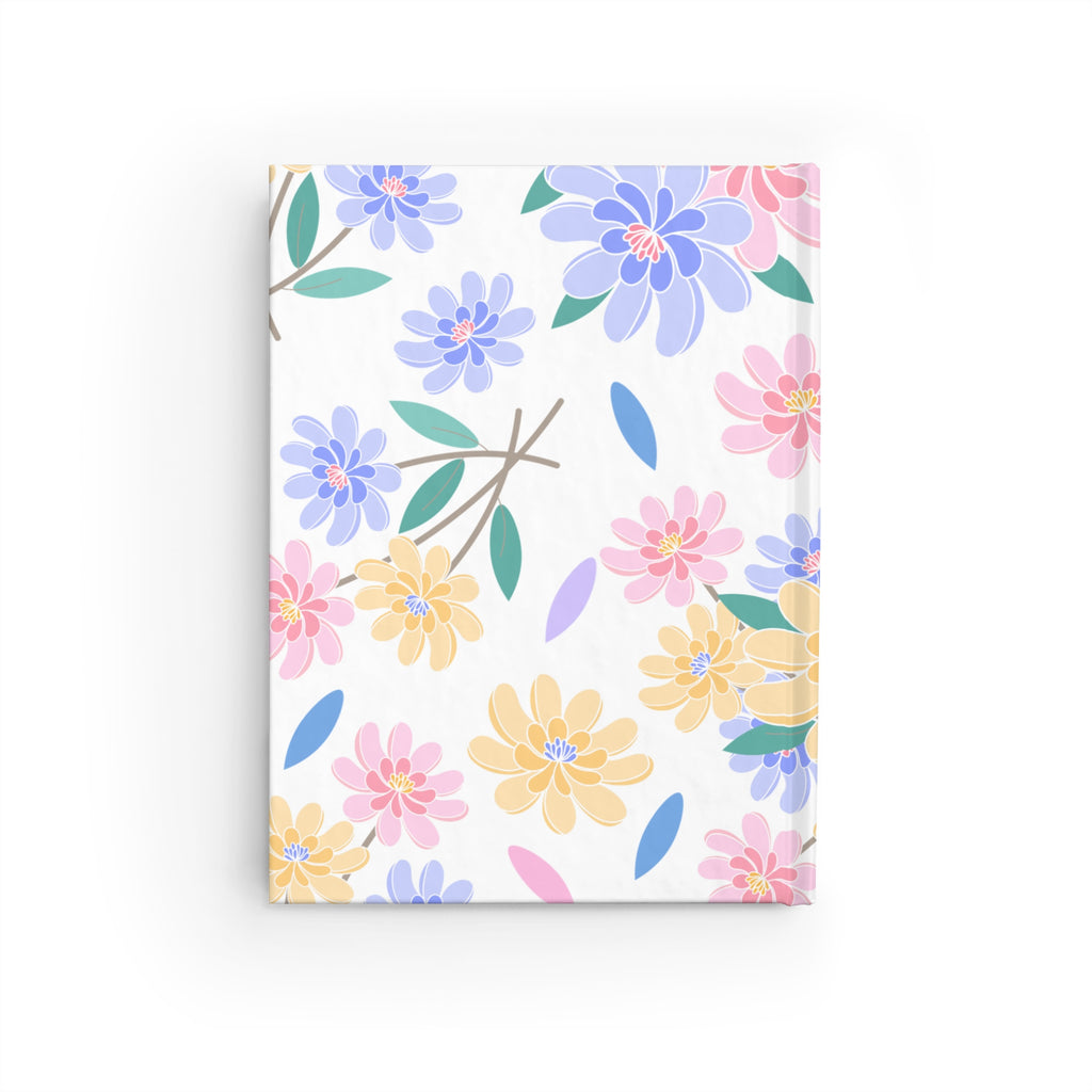 Personalized Journal With Floral Cover, Ruled Line Journal With Personalizable Text