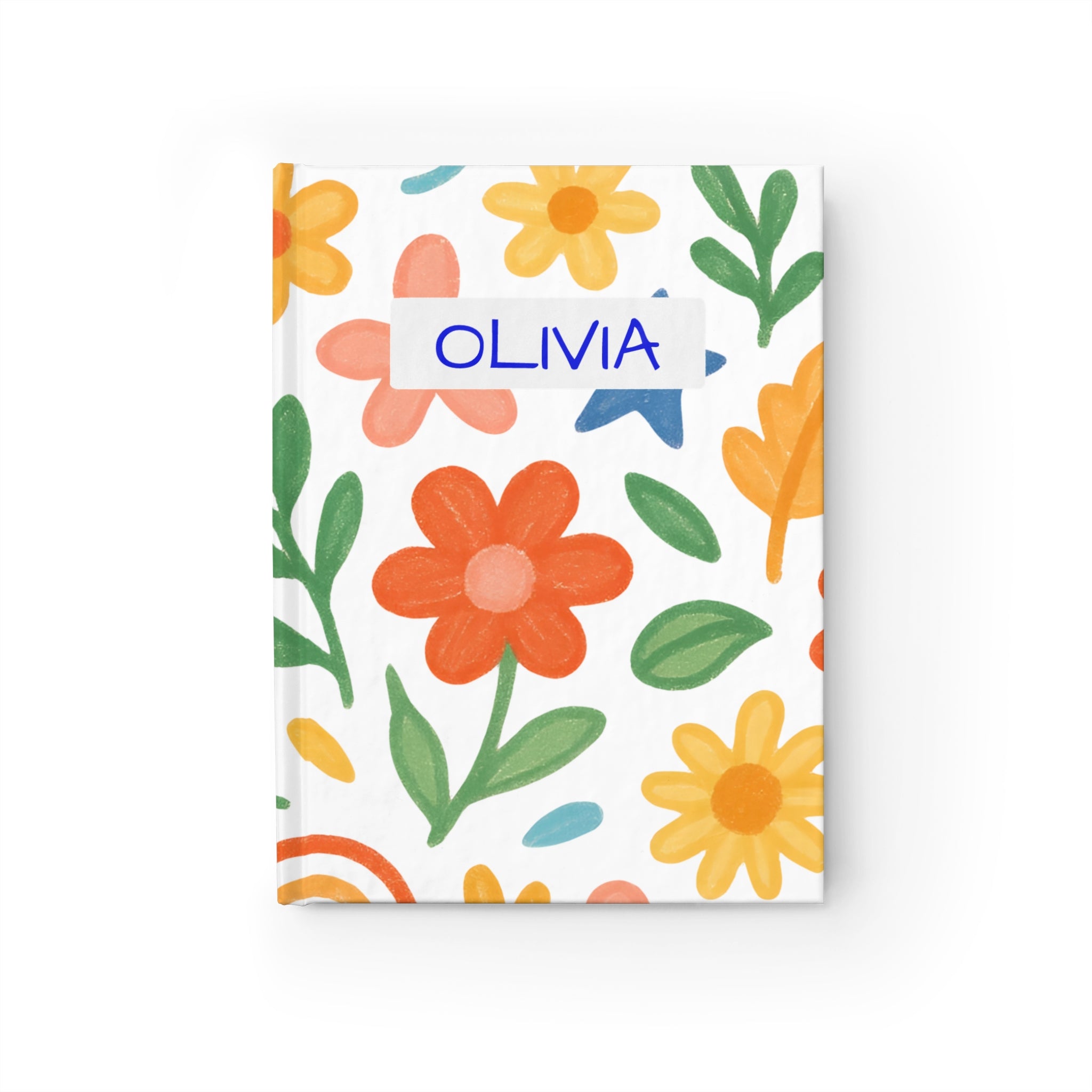 Personalized Journal With Floral Cover, Ruled Line Journal With Personalizable Text