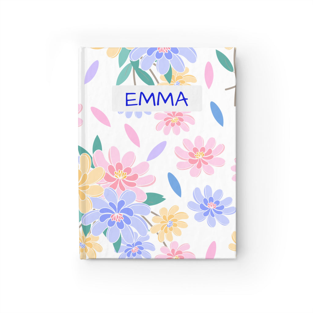Personalized Journal With Floral Cover, Ruled Line Journal With Personalizable Text