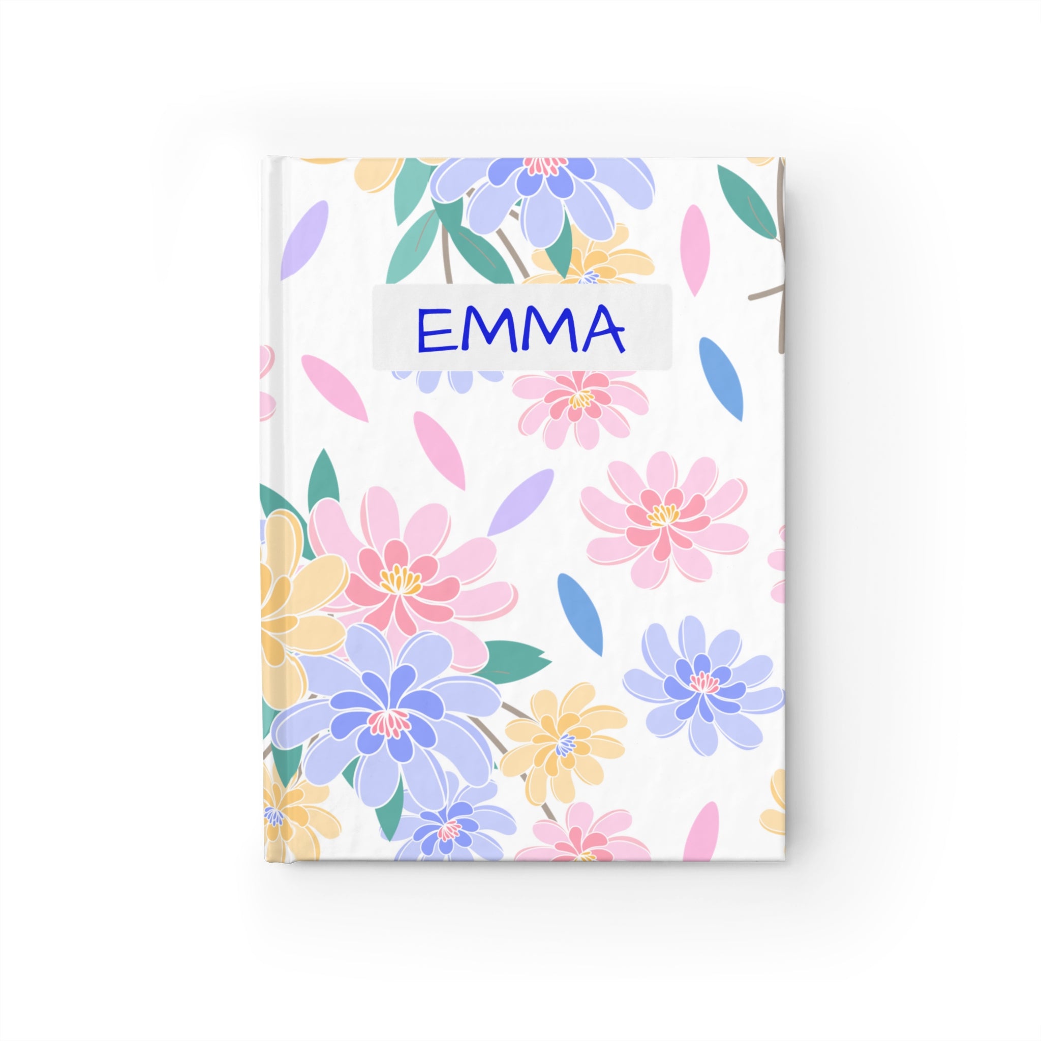 Personalized Journal With Floral Cover, Ruled Line Journal With Personalizable Text