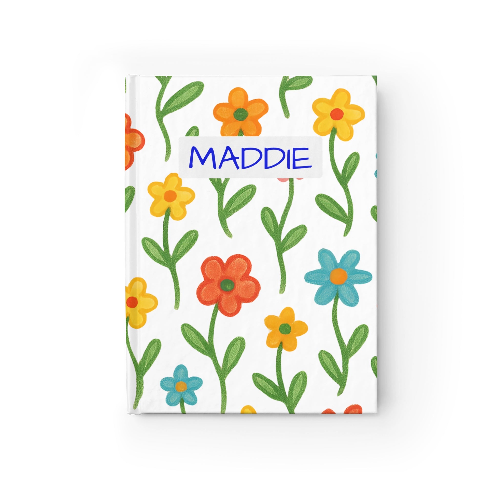 Personalized Journal With Floral Cover, Ruled Line Journal With Personalizable Text