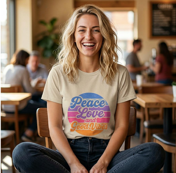 Peace Love And Vibes Shirt, Unisex Heavy Cotton Tee