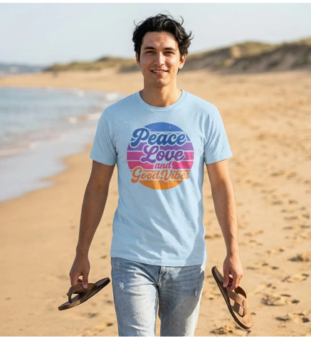 Peace Love And Vibes Shirt, Unisex Heavy Cotton Tee